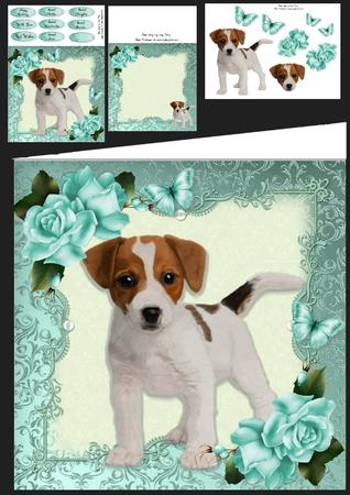 Gorgeous Jack Russel with Roses 8x8 Mini Kit