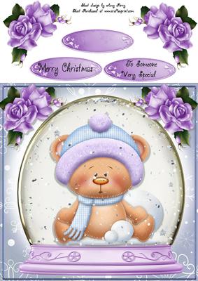 Adorable Bear Snow Globe Lilac 8x8