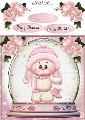 Gorgeous Pink Bunny Snow Globe 8x8
