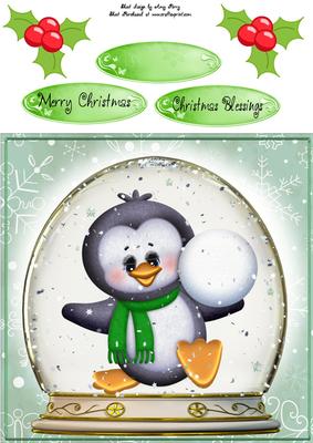 Gorgeous Penguin in Snow Globe 8x8