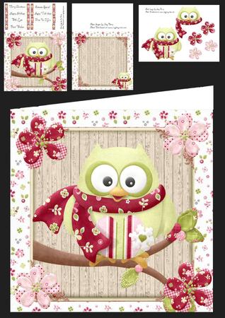 Cute Owl with Red Scarf 8x8 Mini Kit