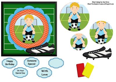 Boy Sitting on a Football Circle Pyramid