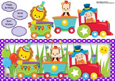 Animal Train in Purple Polka Dot Frame