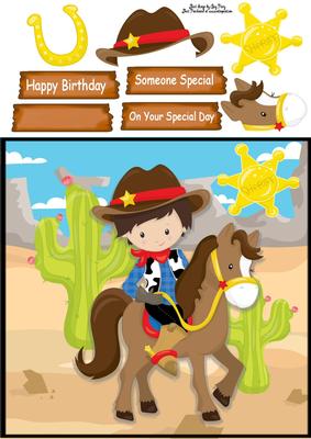 Yee-haw Cowboy Riding a Horse 8x8