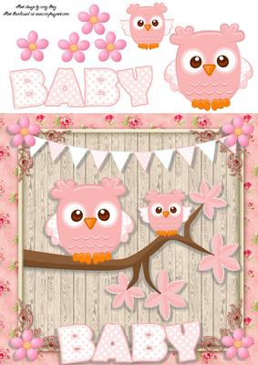 Baby Girl Owl 8x8