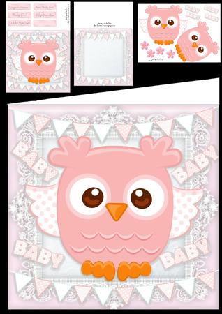 Adorable Pink Owl 8x8 Mini Kit
