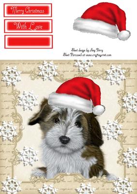 Festive Fluffy Brown Dog 8x8