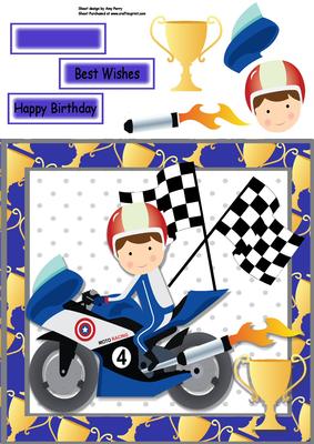 Boy on Blue Motorbike 8x8