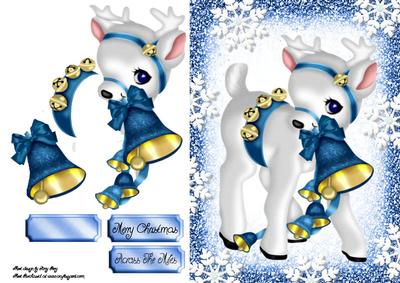 Gorgeous White Reindeer with Blue Bell