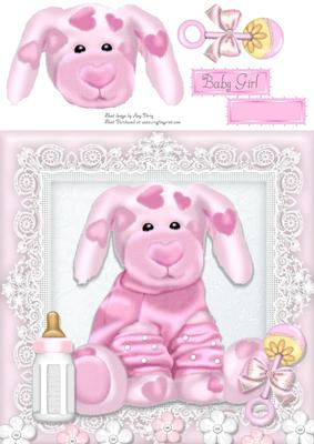 Adorable Shaggy Pink Pup 8x8