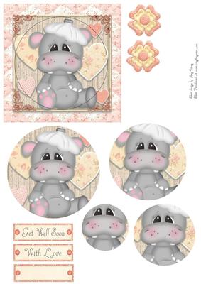 Gorgeous Get Well Soon Hippo Oval Pyramid