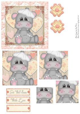 Gorgeous Get Well Soon Hippo Square Pyrmaids