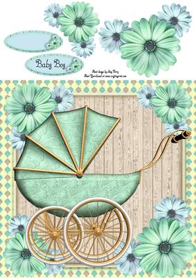 Beautiful Aqua Pram 8x8