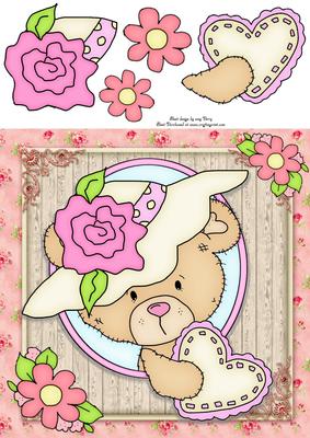 Valentine Bear with Love Heart 8x8