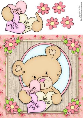 Adorable Bear with Love Hearts 8x8