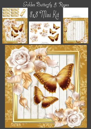 Golden Butterflies & Roses 8x8 Mini Kit