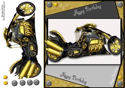 Beautiful Gold & Black Motorbike 8x8