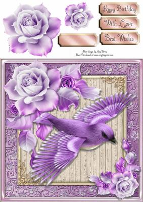 Beautiful Purple Bird 8x8