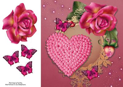 Beautiful Pink Rose & Heart 8x8