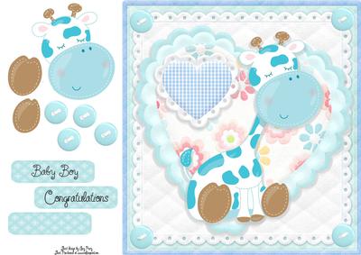 Adorable Blue Giraffe 8x8