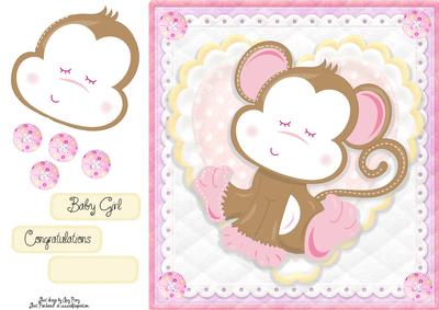 Adorable Pink Monkey 8x8