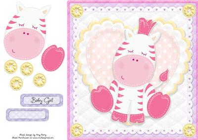 Adorable Pink Zebra 8x8