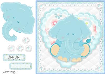 Adorable Blue Elepahnt 8x8