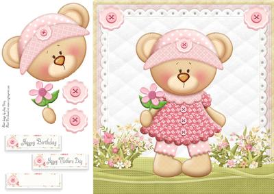 Adorable Teddy with Flower 8x8
