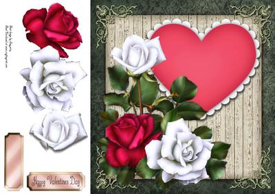 Lace Heart with Roses 8x8