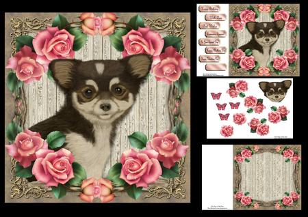 Tea Cup Puppy with Pink Roses 8x8 Mini Kit
