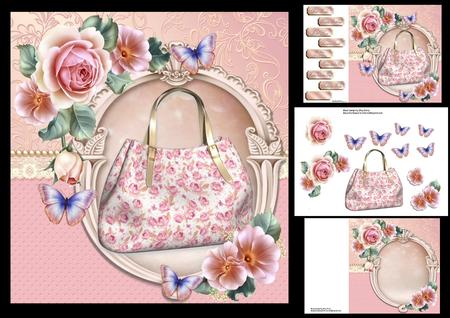 Beautiful Pink Handbag with Roses 8x8 Mini Kit