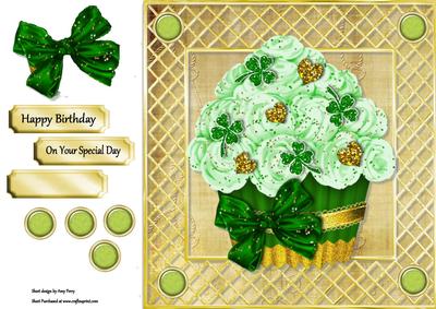 Gold & Green Cupcake 8x8