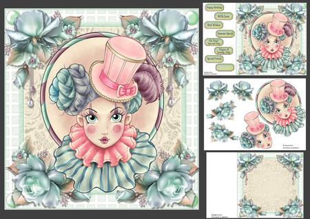 Shabby Chic Clown 8x8 Mini Kit
