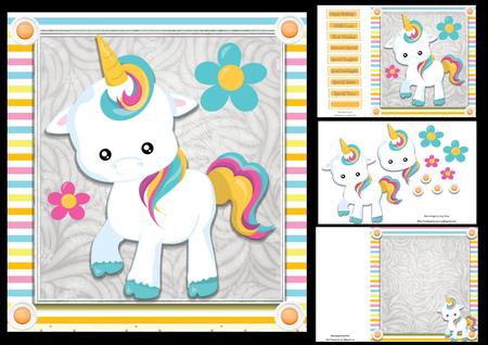 White & Rainbow Unicorn 8x8 Mini Kit