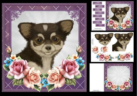Chihuhua with Summer Roses 8x8 Mini Kit