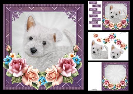Westie with Roses 8x8 Mini Kit