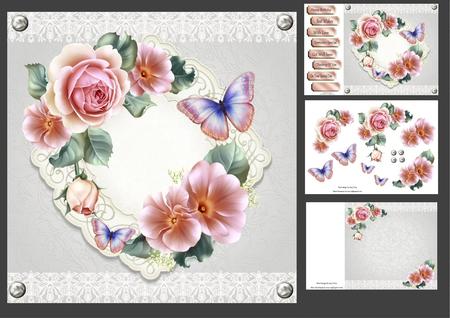 Spring Roses with Butterflies 8x8 Mini Kit