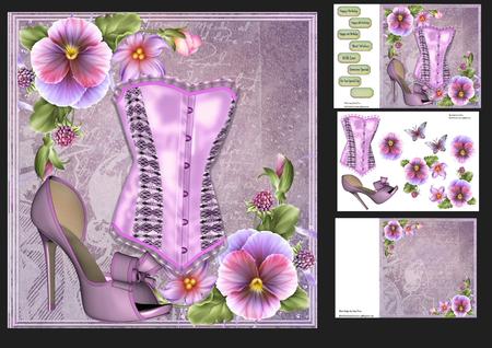 Beautiful Lilac Flowers & Corset 8x8 Mini Kit