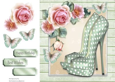 Green Shoe & Roses 8x8