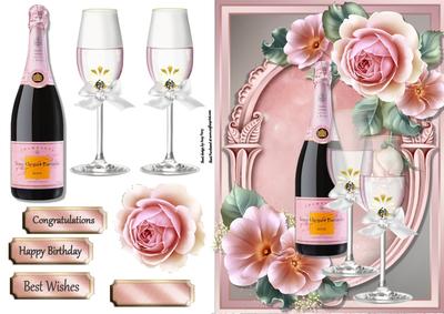 Beautiful Pink Rose with Champagne