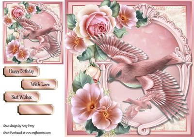 Beautiful Dark Pink Bird 8x8