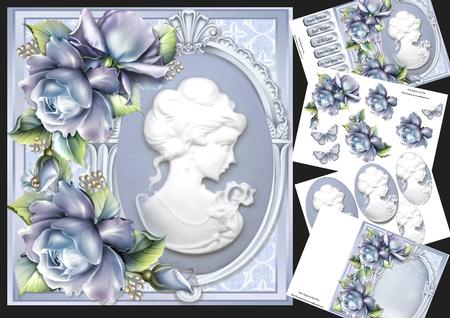 Beautiful Blue Roses with Cameo 8x8 Mini Kit