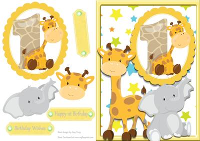 Happy 1st Birthday Giraffe & Elephant