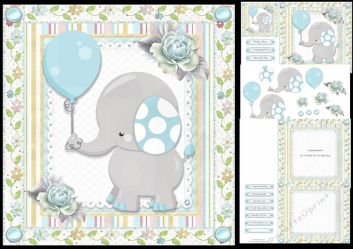 Baby Boy Elephant 8x8 Mini Kit