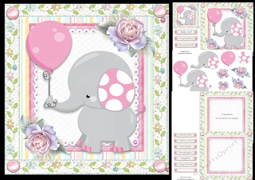 Baby Girl Elephant 8x8 Mini Kit
