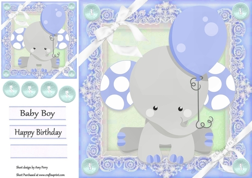 Baby Boy Elephant 8x8