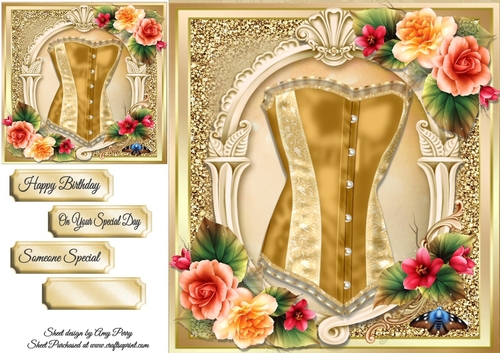 Beautiful Gold Basque With Summer Roses 8x8