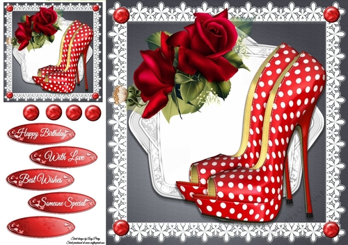 Beautiful Red Polka Dot Shoe 8x8