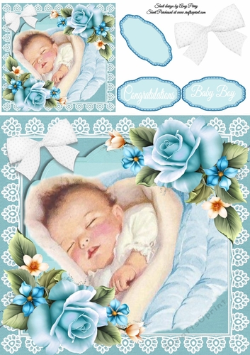 Baby Boy Blue Roses 8x8