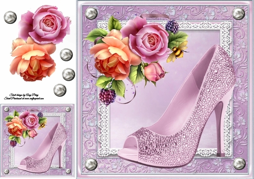 Beautiful Lilac Shoe With Roses 8x8